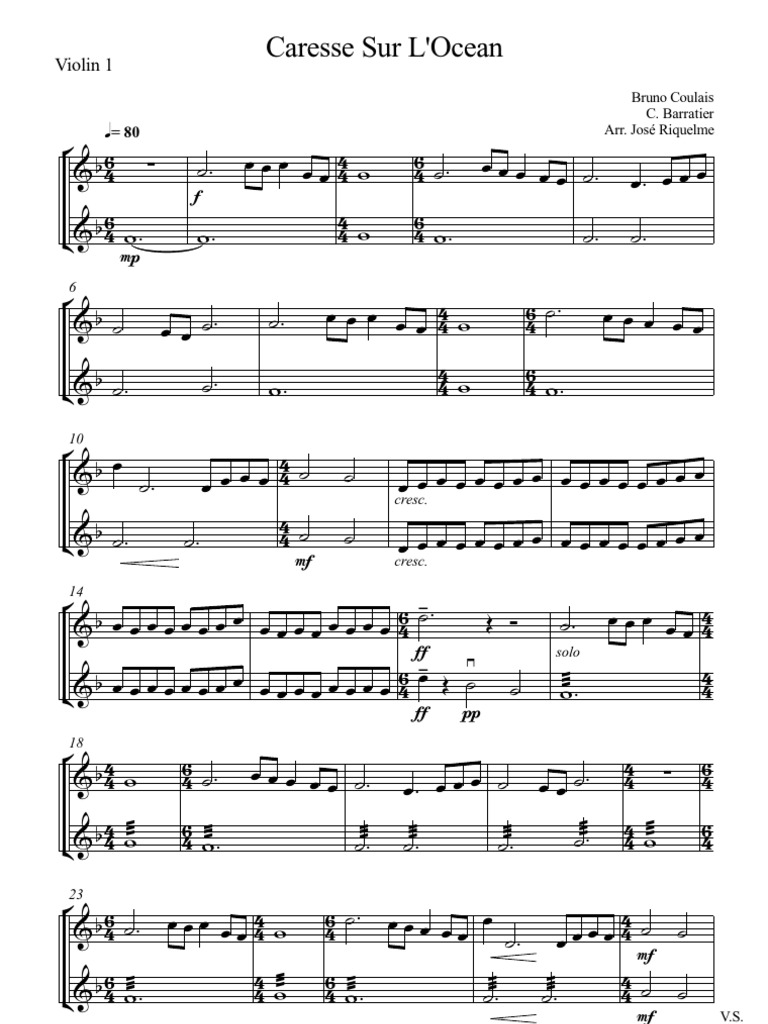 Caresse Sur L Ocean Piano Sheet Pdf
