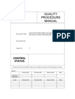 Supplier Performance Measure Rating System