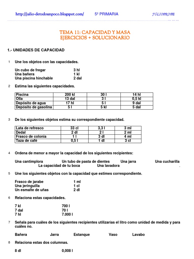 Ejerciciosdemasaycapacidadsolucionario Phpapp02 Unidades De Medida Cantidades Fisicas