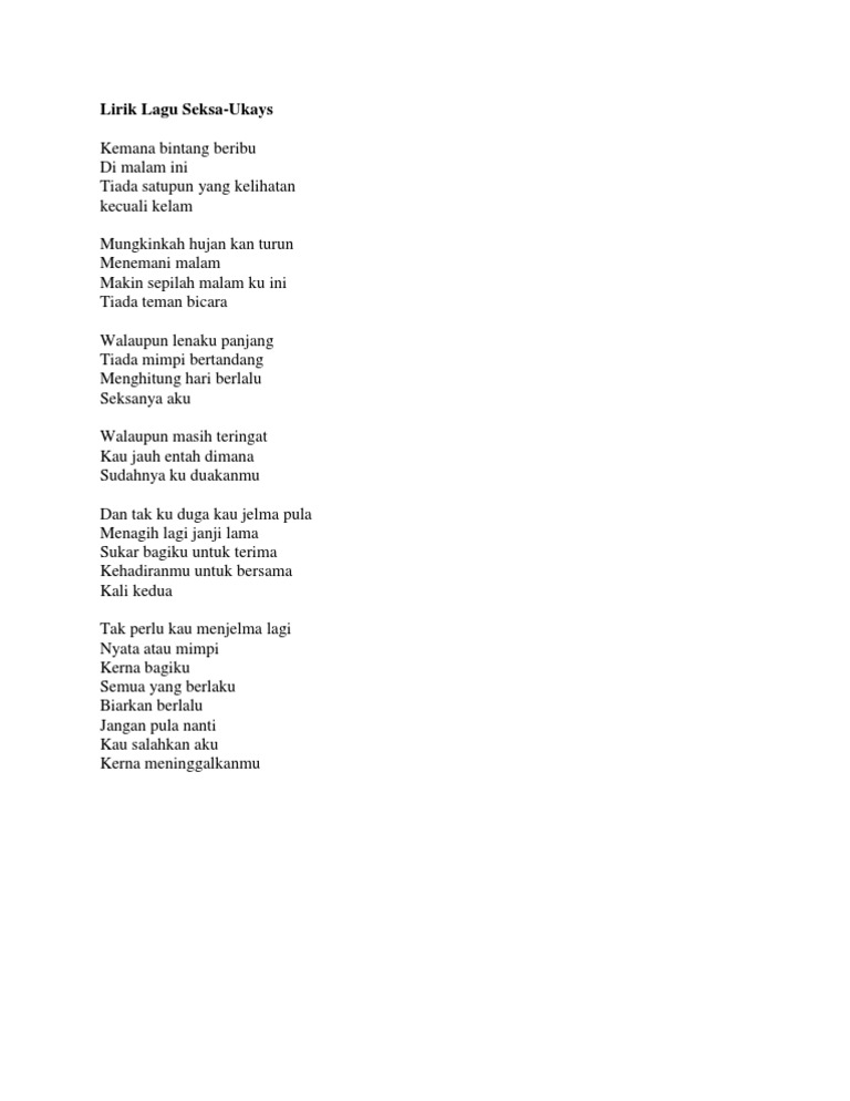 Lirik Lagu Seksa Berikut cuplikan syair nyanyian / teks lagunya tega nya kau dustai. scribd