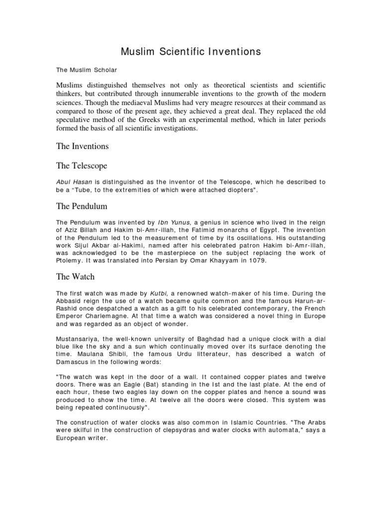 Muslim Innovations in Science and Technology | PDF | Social Science ...