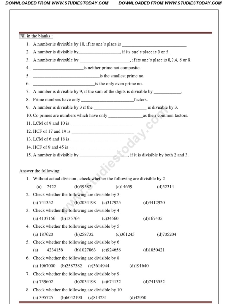 CBSE Class 5 Maths Revision Worksheets (1)