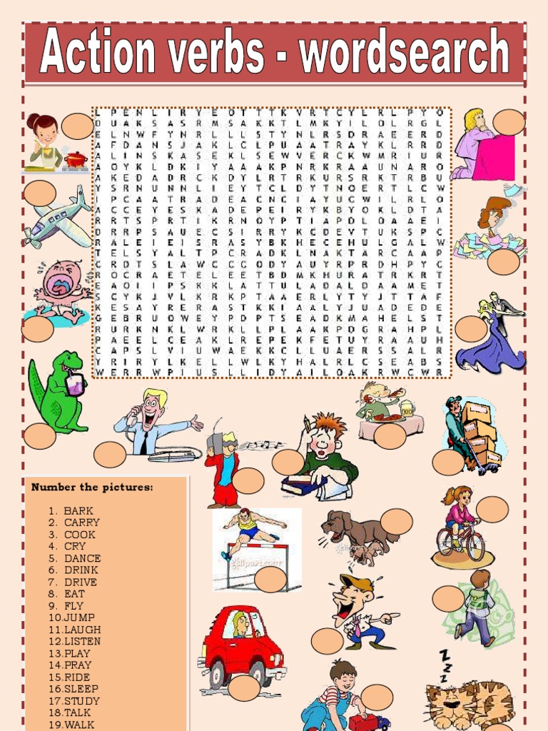 Action Verbs Word Search
