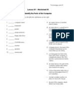 Lesson A1 - Worksheet #1 Identify The Parts of The Computer