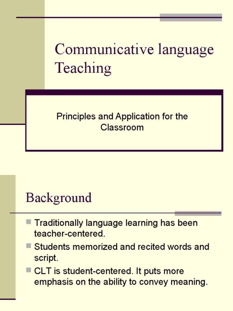 Communicative Language Teaching Second Language Neuropsychological
