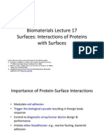 Lec17 - 18 - Surfaces - Protein - Surface Interactions PDF