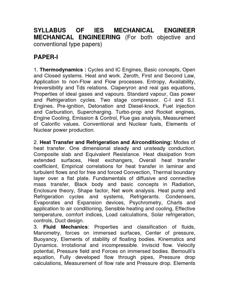 PSU Syllabus Mechanical | PDF | Heat Transfer | Fluid Dynamics