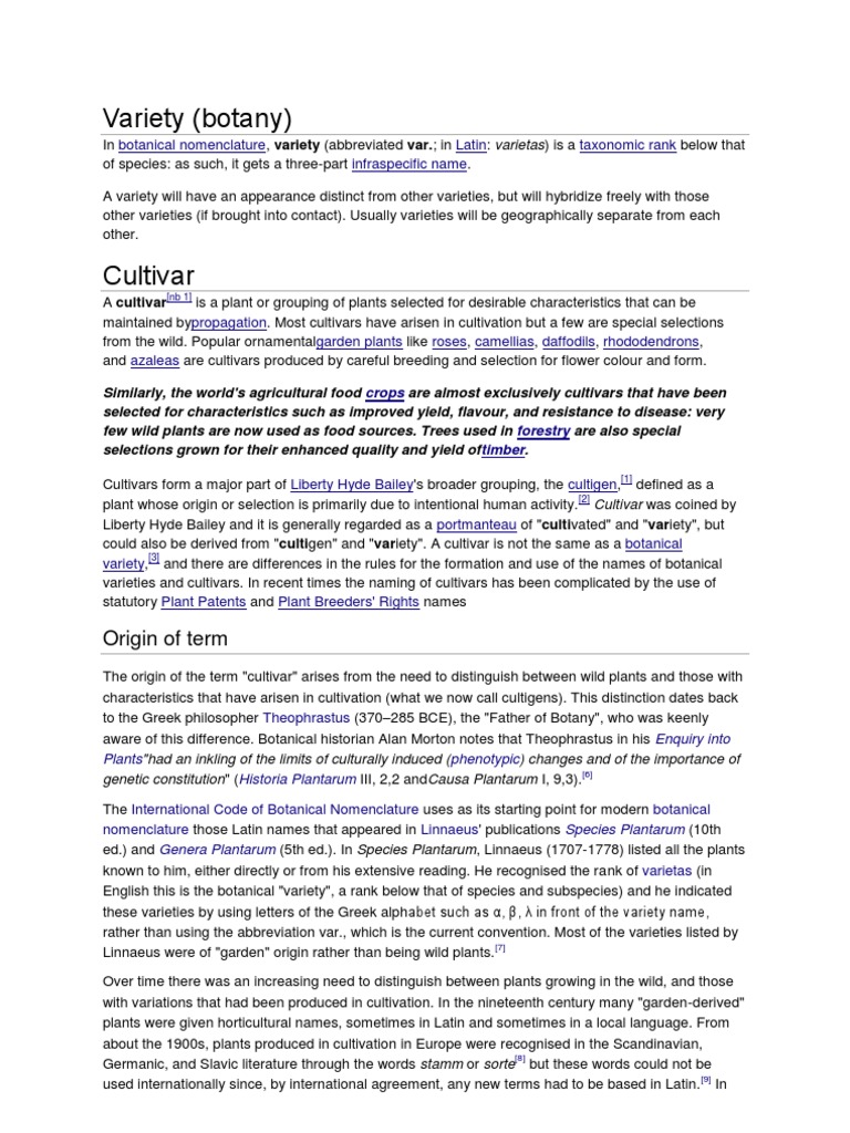 Variety vs Cultivar Cultivar Hobbies Free 30day Trial Scribd