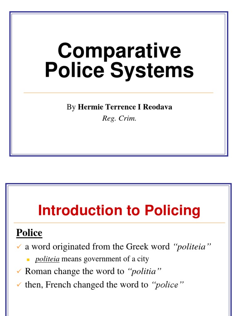 Comparative Police Systems By Hermie Terrence I Reodava Pdf People