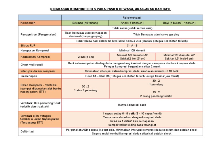 Ringkasan BLS Untuk Pasien Dewasa, Anak-Anak Dan Bayi | PDF