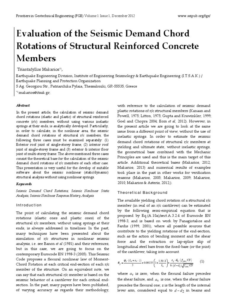Evaluation of The Seismic Demand Chord Rotations of Structural ...