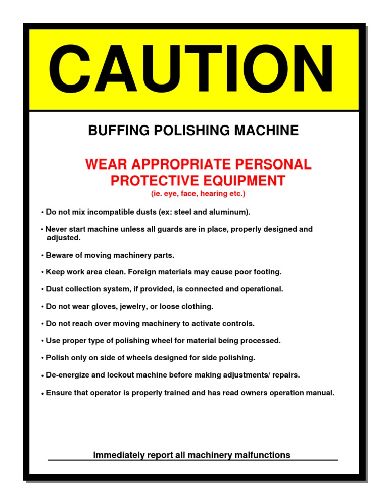 Buffing Machine Safety Guidelines | PDF | Business | Technology ...