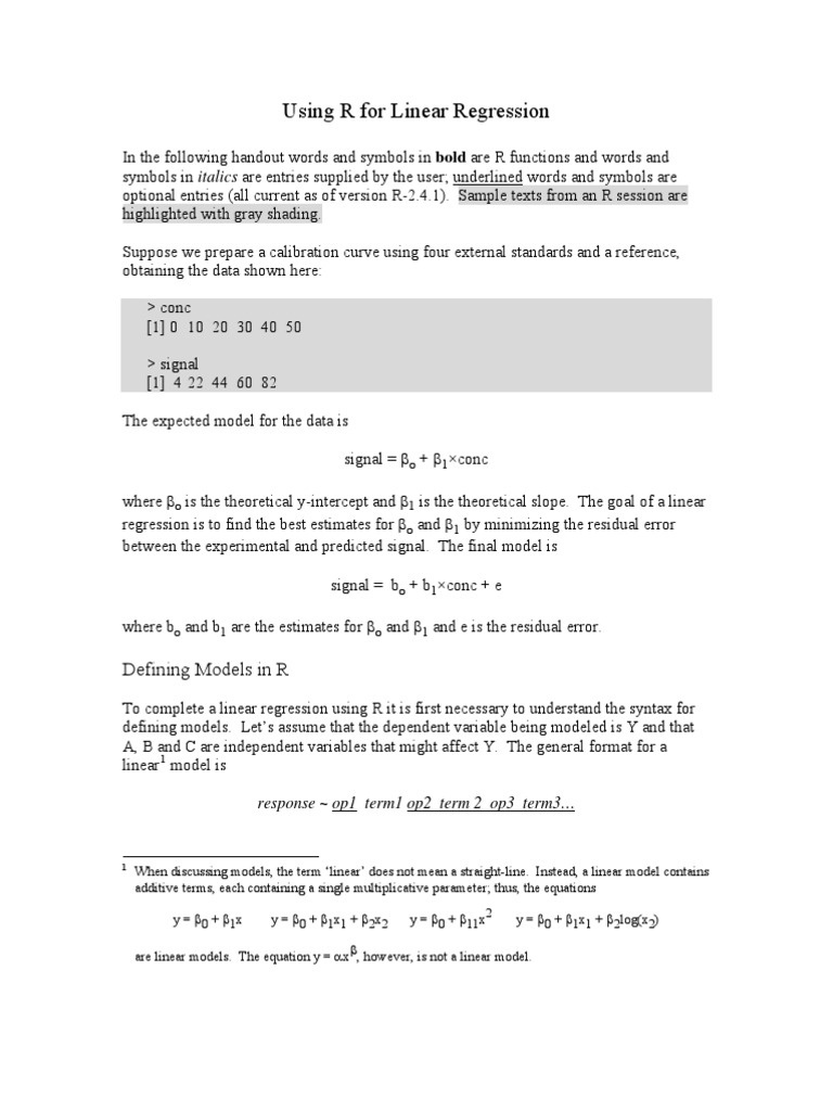 Using R For Linear Regression | PDF | Errors And Residuals ...