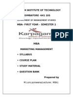 Karpagam Institute of Technology COIMBATORE - 641 105: Department of Management Studies