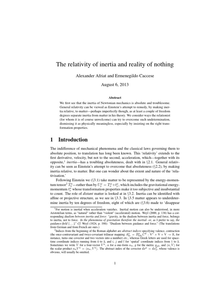 Inertia and Relativity in Physics | PDF | Inertia | Special Relativity