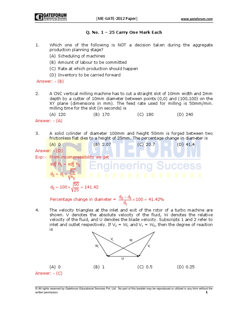 Me Gate 2012 PDF | PDF