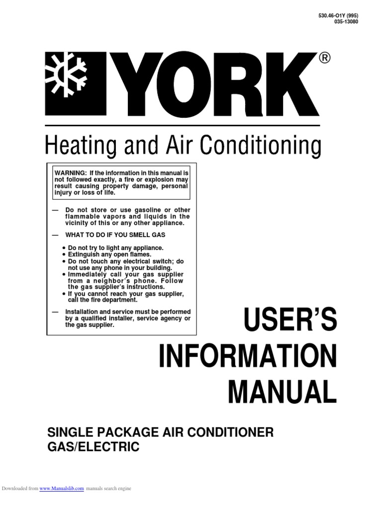 User'S Information Manual: Single Package Air Conditioner Gas/Electric |  PDF | Thermostat | Hvac