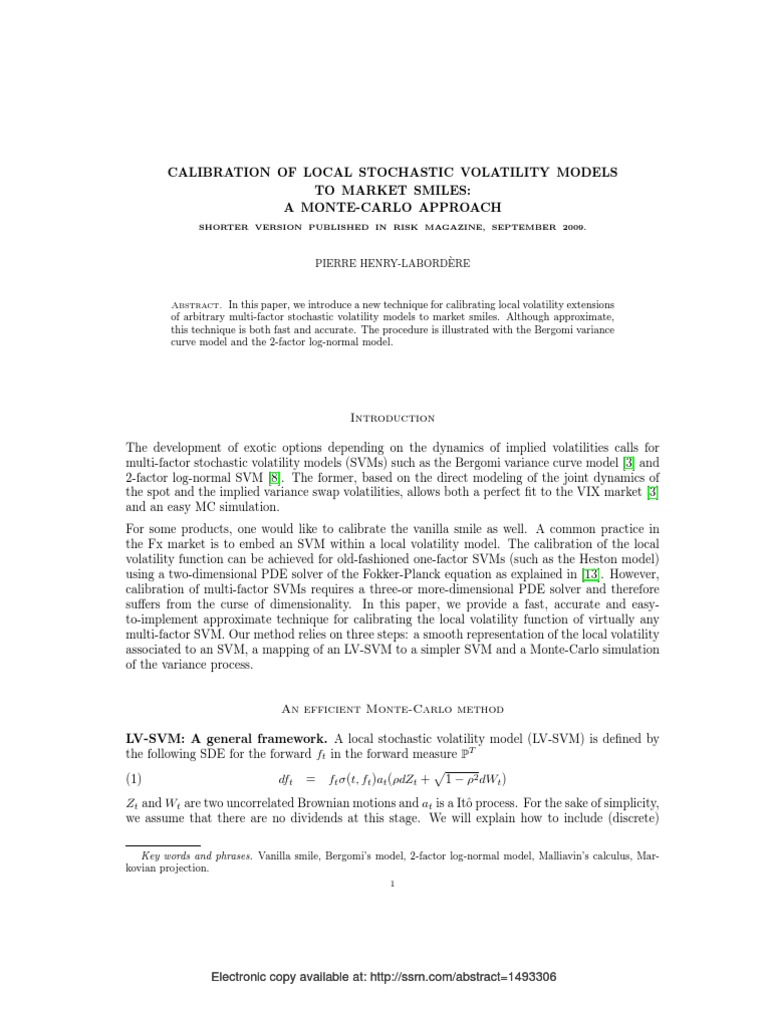 Local Stochastic Volatility Calibration | PDF | Teaching Methods ...