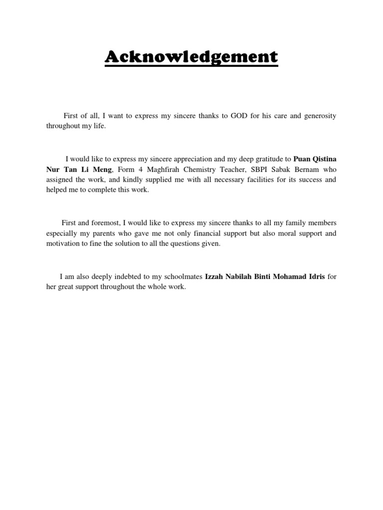 Student's Gratitude Acknowledgment | PDF