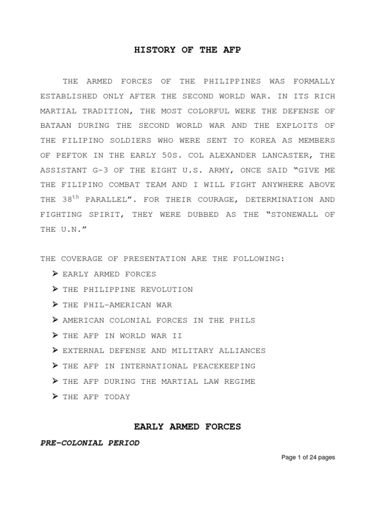 History of the Armed Forces of the Philippines | PDF | Staff (Military ...