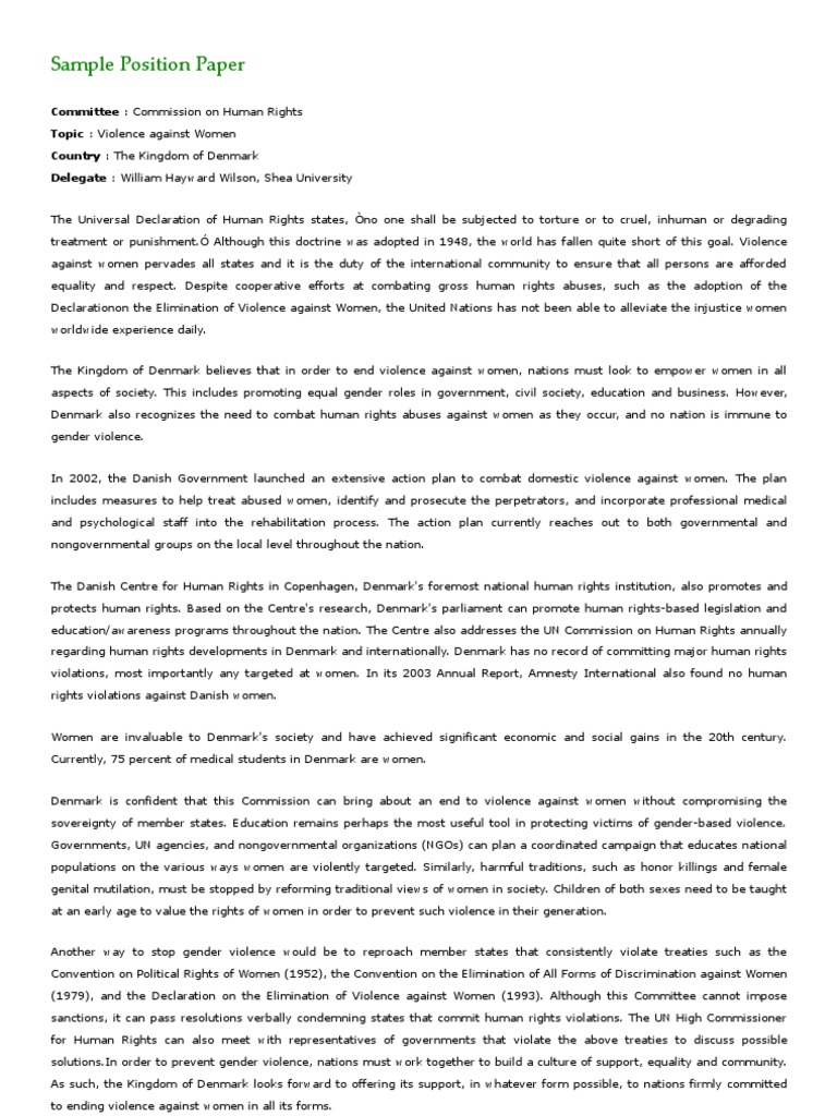 position paper format sample Position paper format marcos de niza model united nations.
