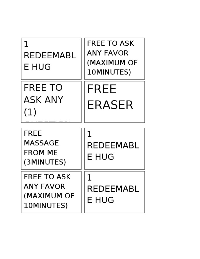 Free Hugs and Quick Favors Offers | PDF