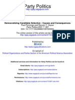 Party Politics: Democratizing Candidate Selection: Causes and Consequences