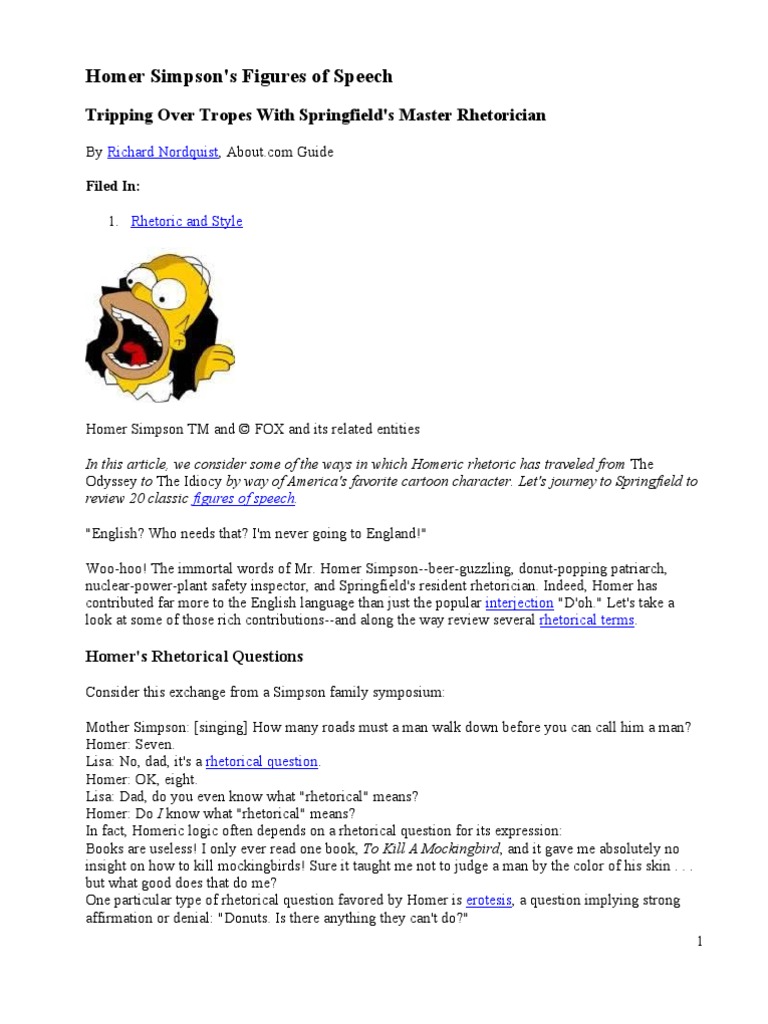 Homer Simpson's Rethoric | PDF | Rhetoric | Homer