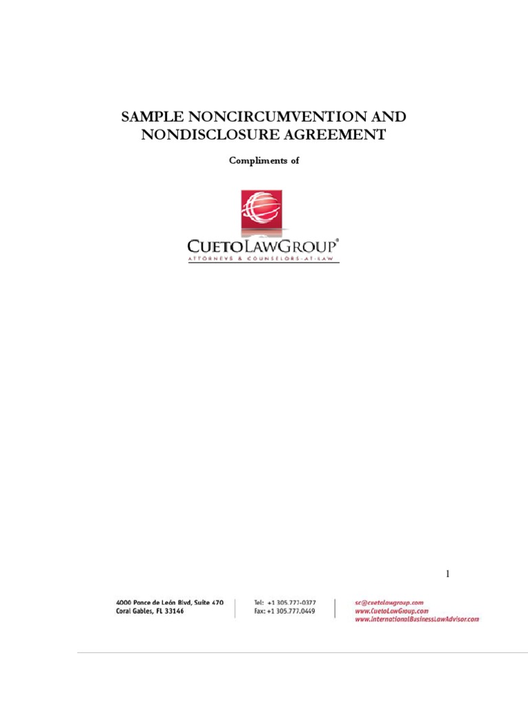 Non-Circumvention and NDA Template | PDF | Non Disclosure Agreement ...