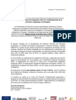 Codehupy presenta investigación sobre la Criminalización de la protesta campesina en Paraguay