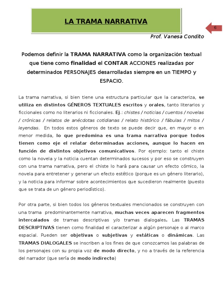 Definición y Ejemplos de Trama Narrativa | PDF | Narración | Realismo ...