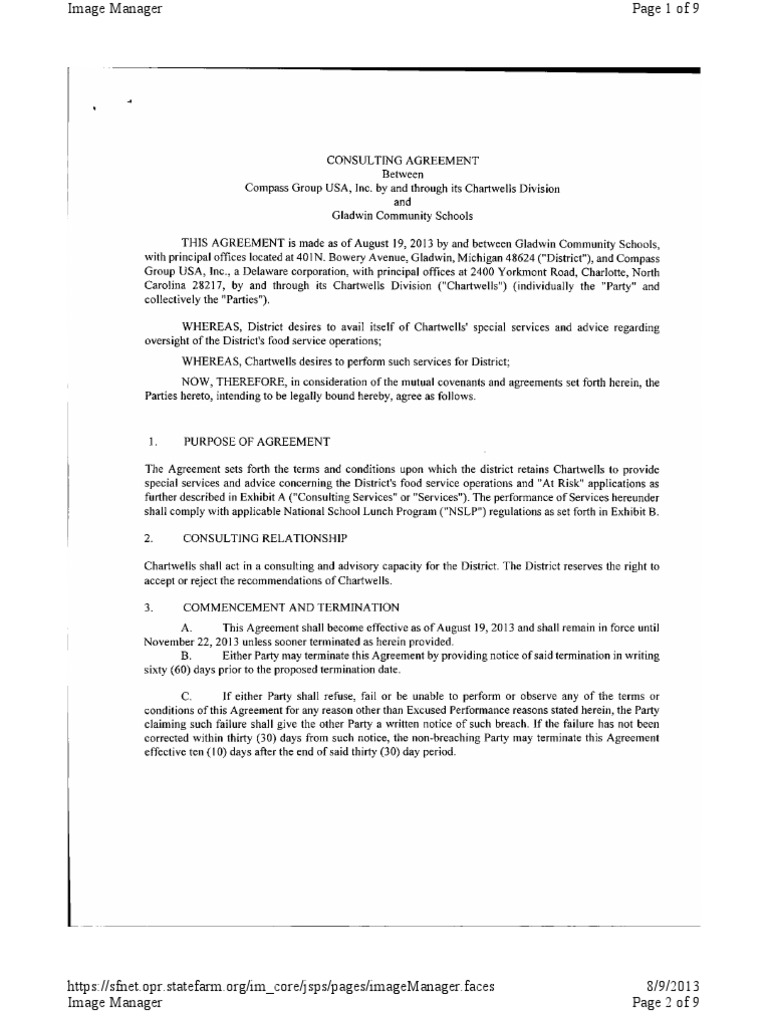 Gladwin Community School Food Services Contract With Chartwells