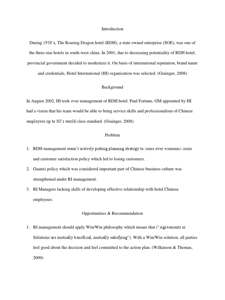 Roaring dragon hotel case study solution picture