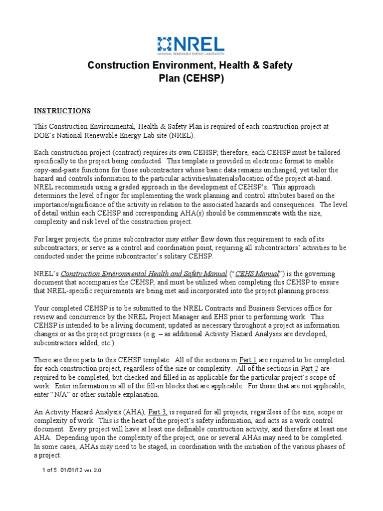 Construction Health & Safety Plan Template | PDF