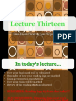 Lecture Thirteen: Final Exam Presentation Preparation