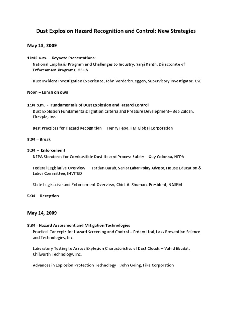 Dust Explosion Hazard Control Strategies | PDF