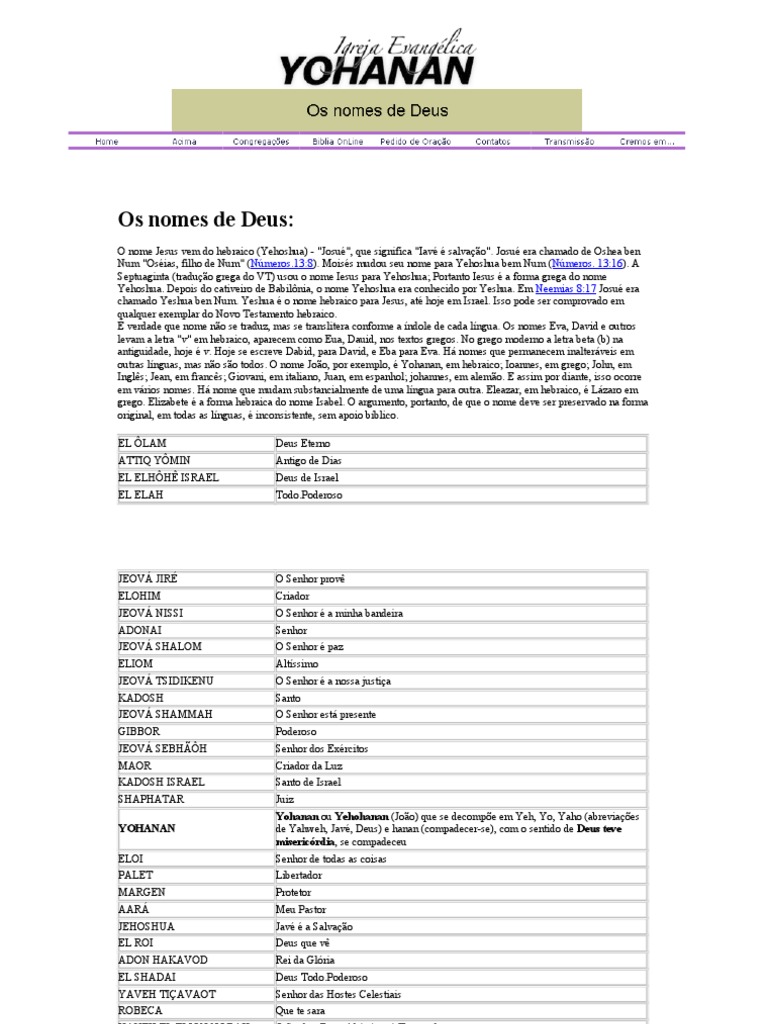 Nomes Biblicos, PDF, YHWH