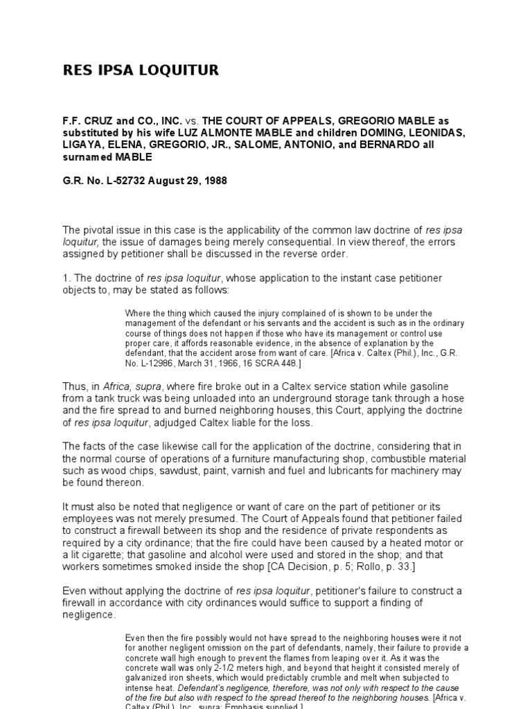 Res Ipsa Loquitur In English