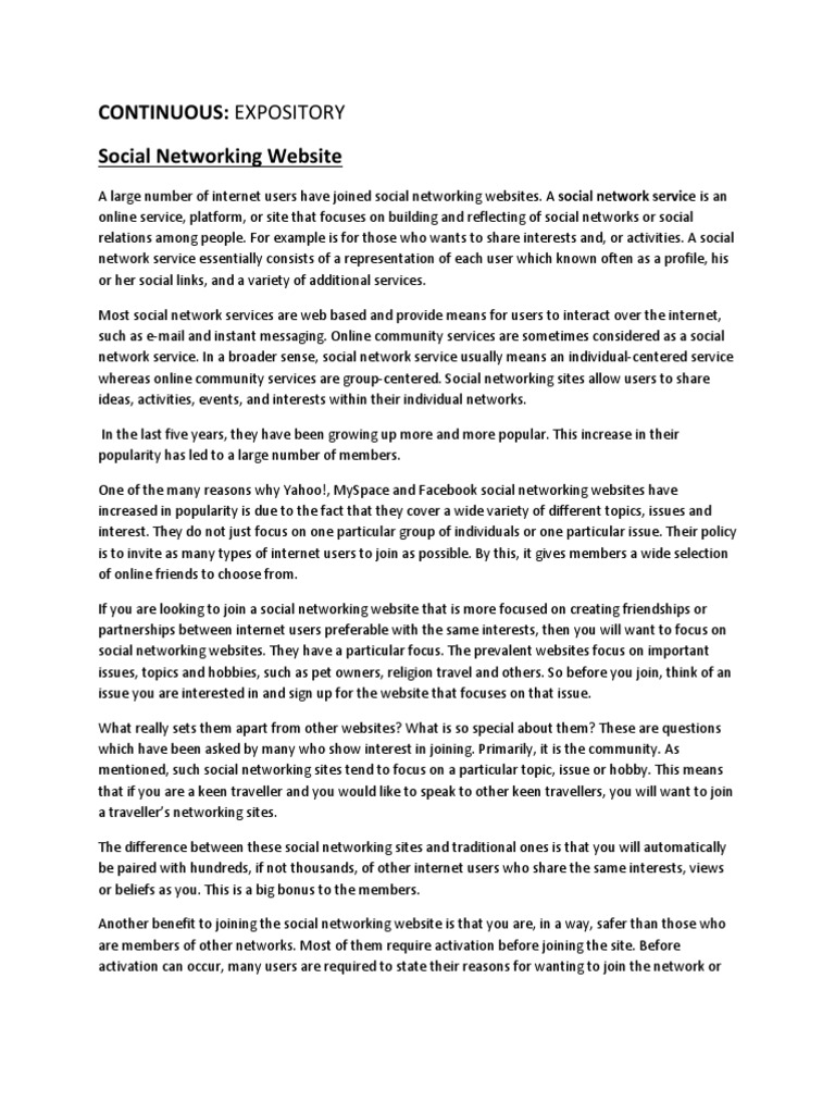 social networking essay spm