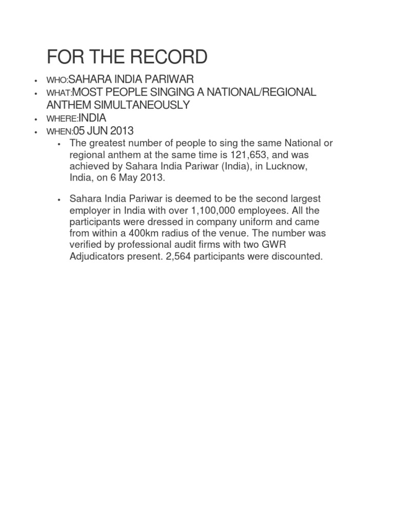 Singing For The Record | PDF