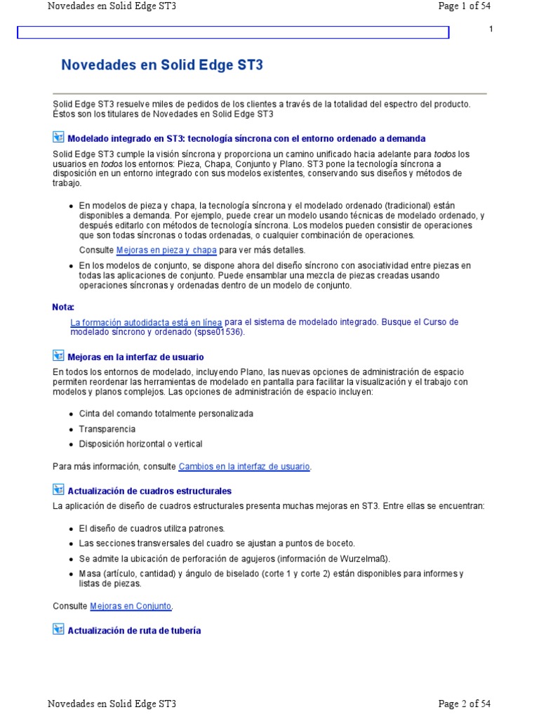 Novedades en Solid Edge ST3 | PDF | Tabla (base de datos) | Simulación