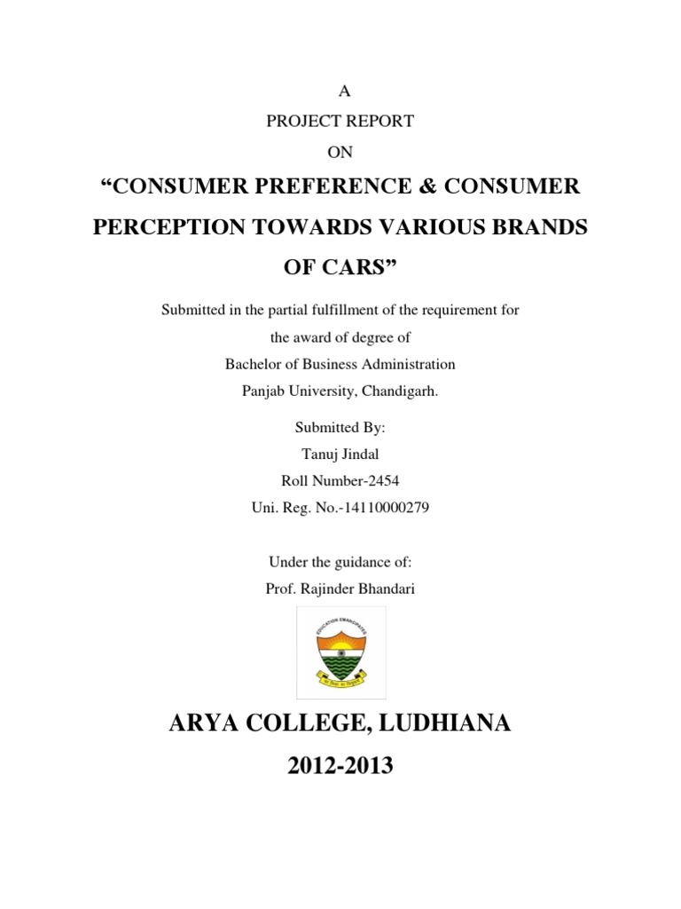 Consumer Preference & Consumer Perception Towards Various Brands of ...