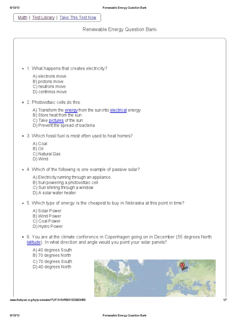 Renewable Energy Question Bank PDF Wind Power Solar Panel
