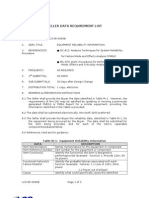Seller Data Requirement List: Table RI-1: Equipment Reliability Information Data Description