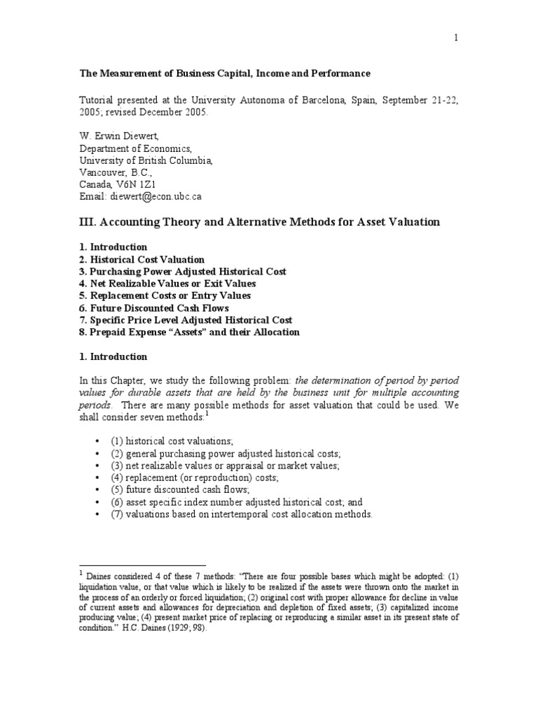 Asset Valuation Methods Explained | PDF | Historical Cost | Valuation ...