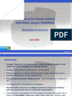 INSCOP Barometrul Opiniei Publice Iulie 2013 Increderea in Institutii PDF