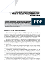 Anomalies D'insertion Placentaire - Prise en Charge Par L'anesthésiste-Réanimateur
