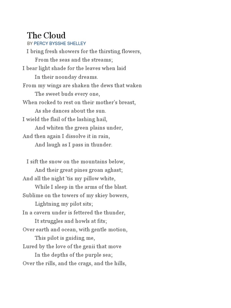The Cloud Shelley Poem – The Cloud (poem) – NHVIWN