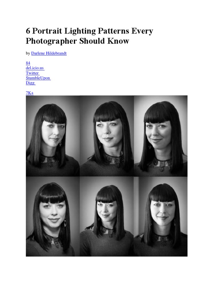 Essential Portrait Lighting Patterns | PDF | Portrait Photography | Shadow
