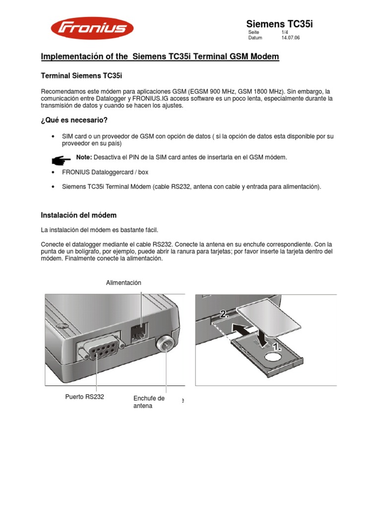 Implementación del Módem Siemens TC35i | PDF | Módem | Gsm